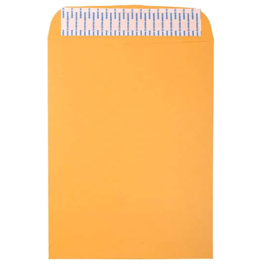JAM Paper 9.5" x 12.5" Brown Kraft Recycled Manila Peel & Seal Closure Envelopes, 500ct.